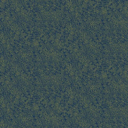 Champagne Dots Gold & Navy Wallpaper