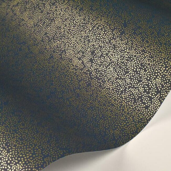 Champagne Dots Gold & Navy Wallpaper