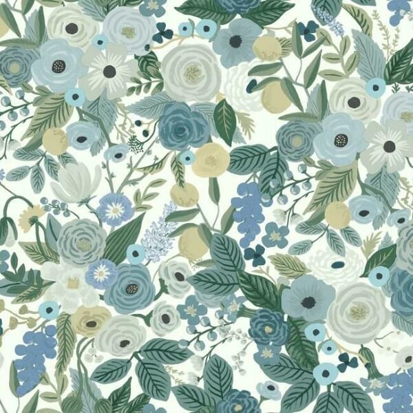 Garden Party Blue Wallpaper