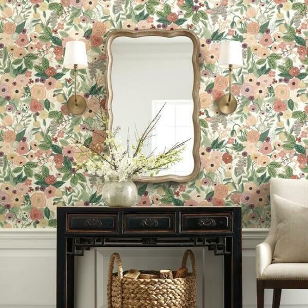 Garden Party Burgundy Wallpaper
