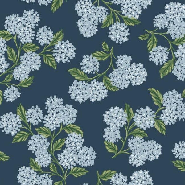 Hydrangea Navy Wallpaper