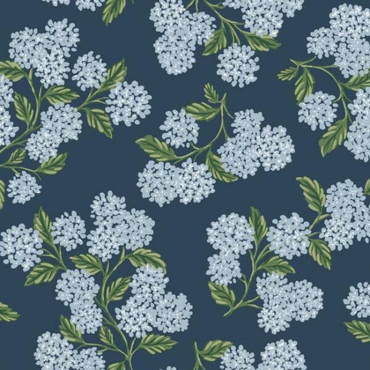 Hydrangea Navy Wallpaper