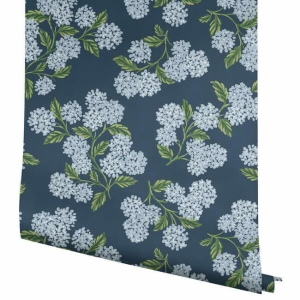 Hydrangea Navy Wallpaper
