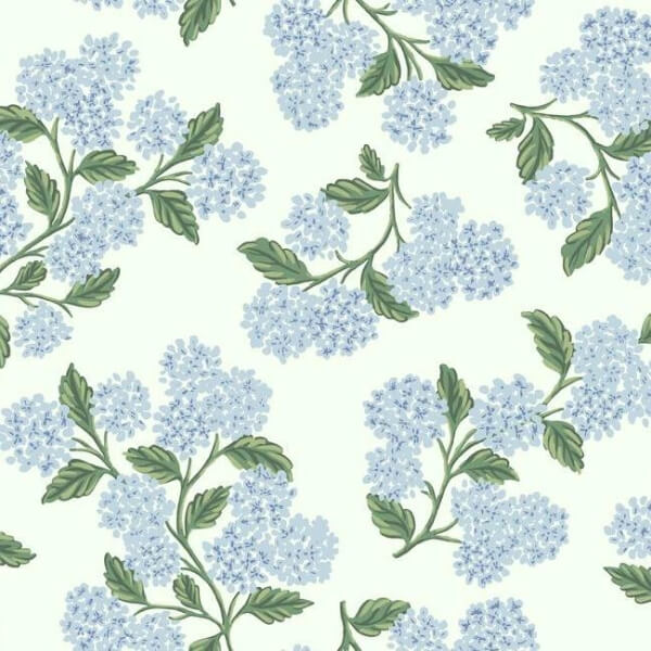 Hydrangea Blue & White Wallpaper