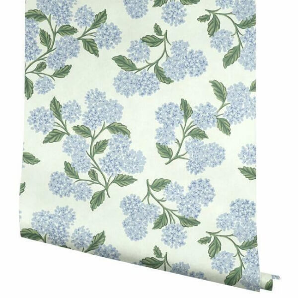 Hydrangea Blue & White Wallpaper