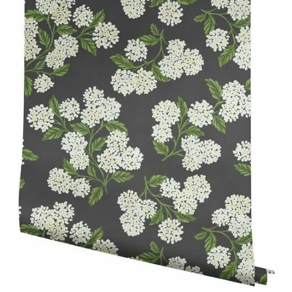 Hydrangea Black & White Wallpaper