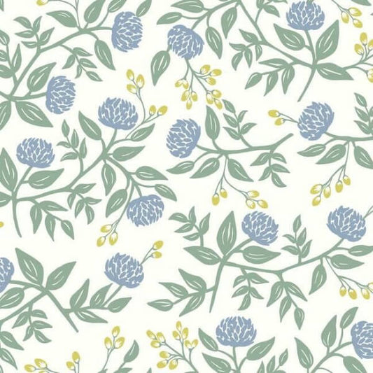 Peonies Periwinkle & Sage Wallpaper