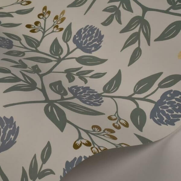 Peonies Periwinkle & Sage Wallpaper