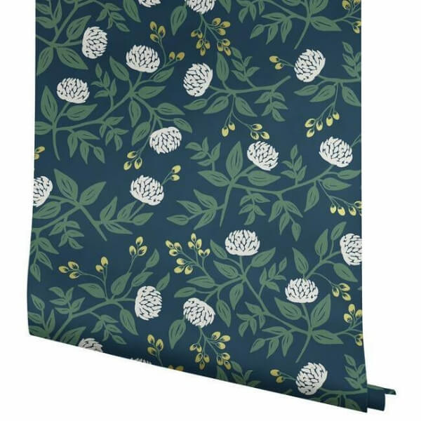 Peonies Navy Wallpaper