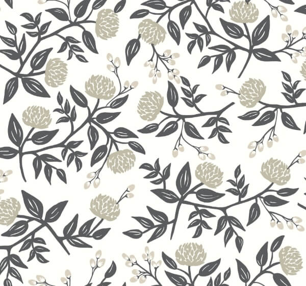 Peonies White & Black Wallpaper
