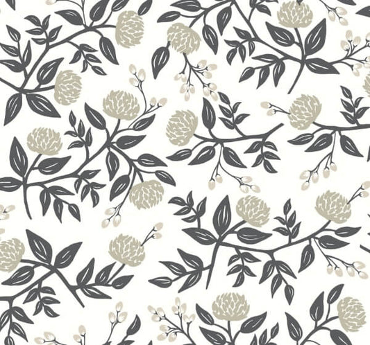 Peonies White & Black Wallpaper