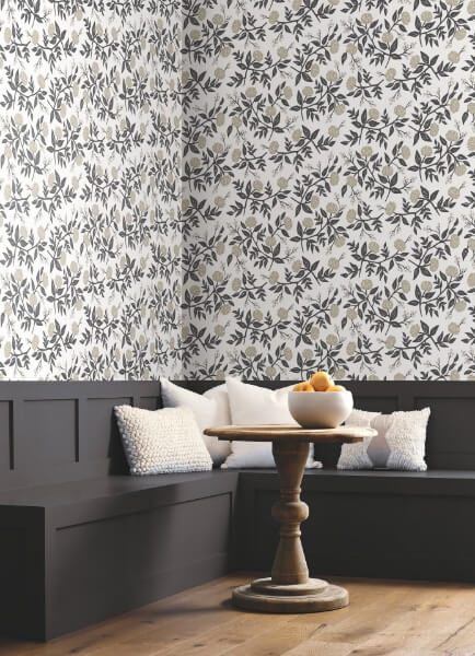 Peonies White & Black Wallpaper