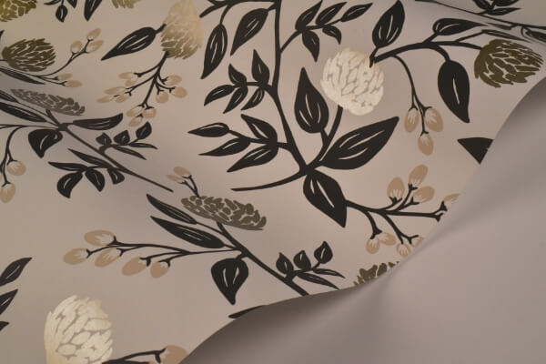 Peonies White & Black Wallpaper