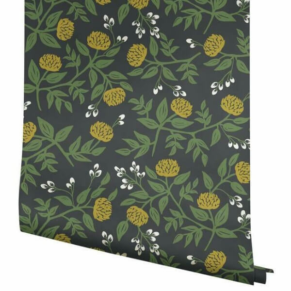 Peonies Black & Gold Wallpaper