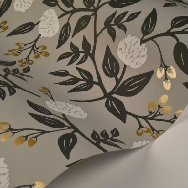 Peonies Grey Wallpaper