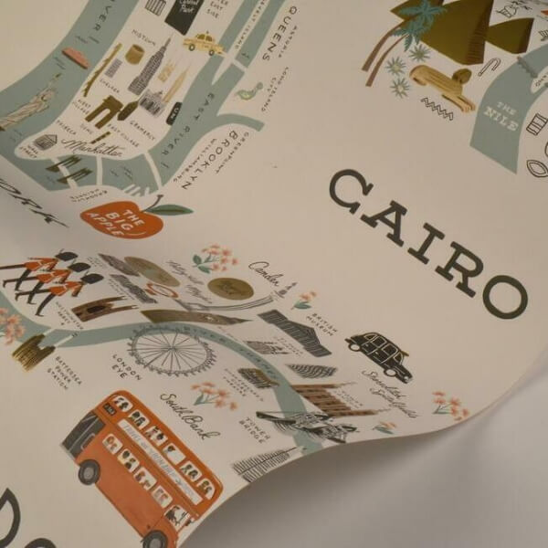 City Maps Mint Metallic Wallpaper