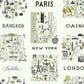 City Maps Grey & Gold Wallpaper