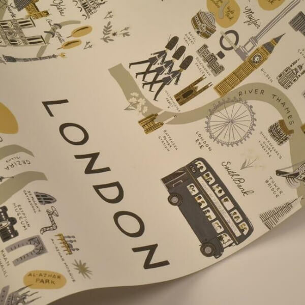 City Maps Grey & Gold Wallpaper