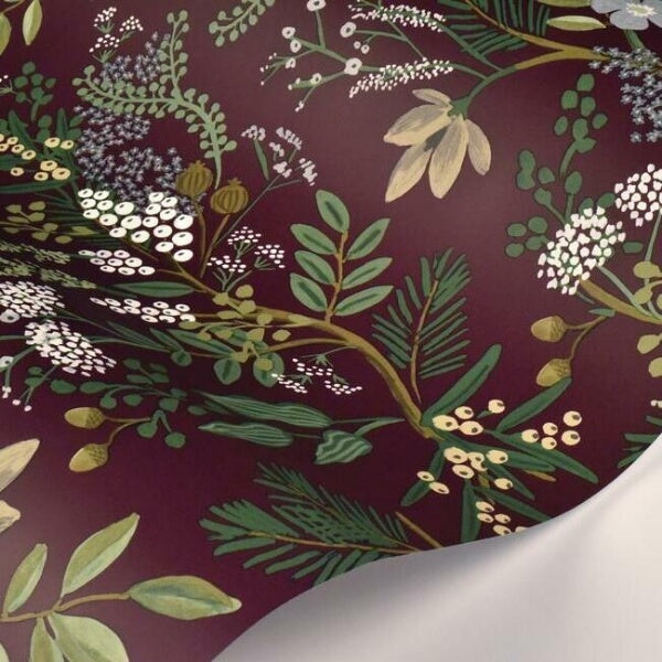 Juniper Forest Burgundy Wallpaper