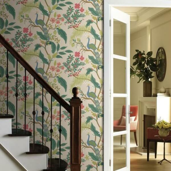 Peacock Light Pink Wallpaper