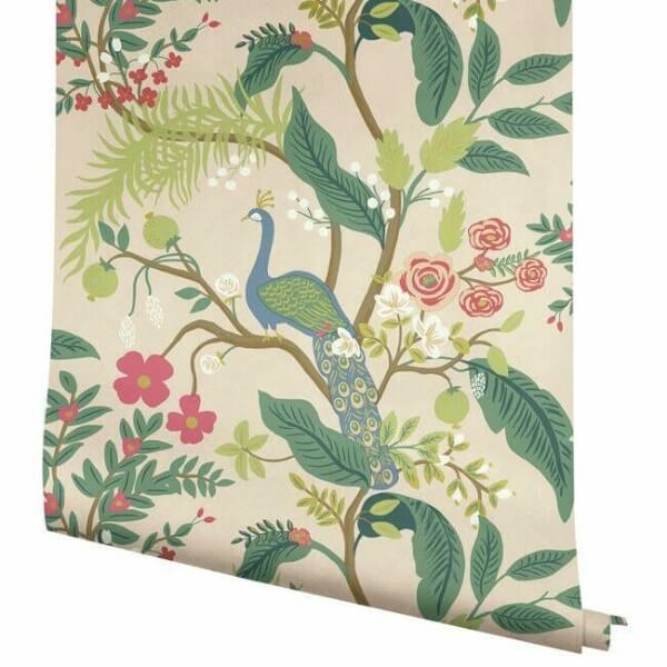 Peacock Light Pink Wallpaper