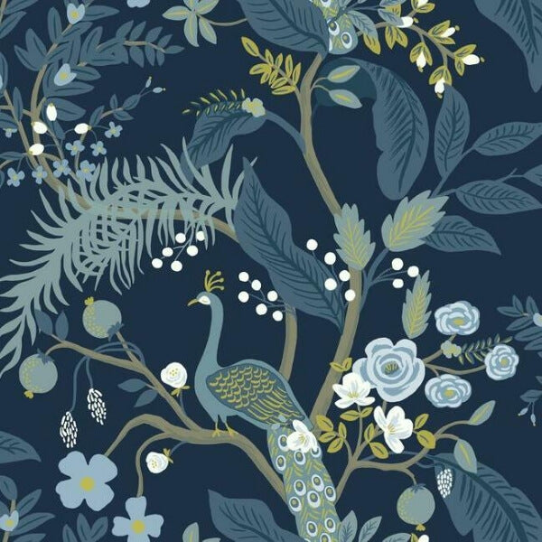 Peacock Navy Wallpaper