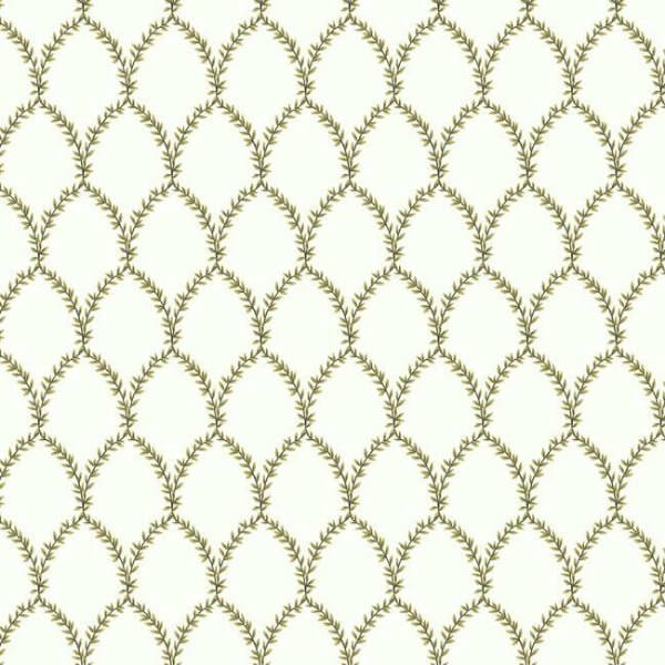Laurel Gold & White Wallpaper