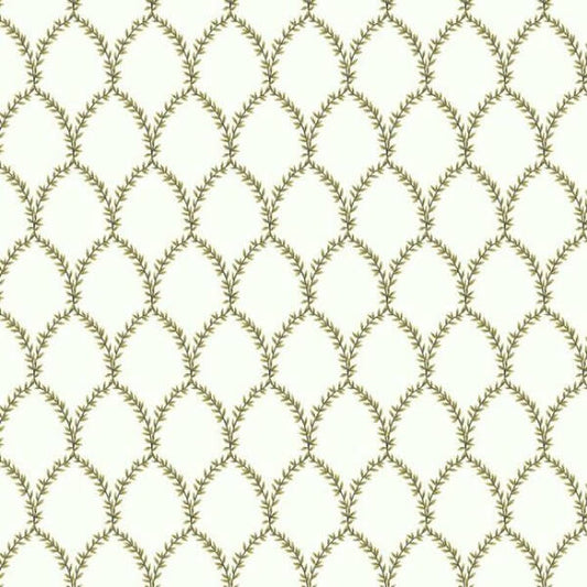 Laurel Gold & White Wallpaper