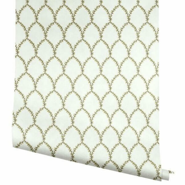 Laurel Gold & White Wallpaper