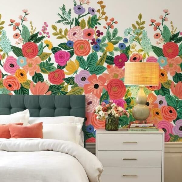 Garden Party Bright Pink Wall Mural