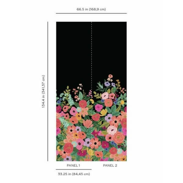Garden Party Black Wall Mural