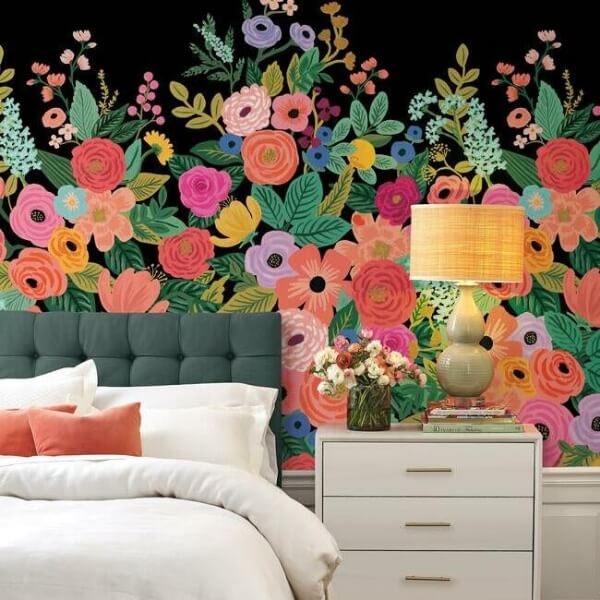 Garden Party Black Wall Mural
