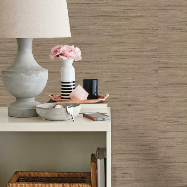 Lustrous Grasscloth Yellow Wallpaper