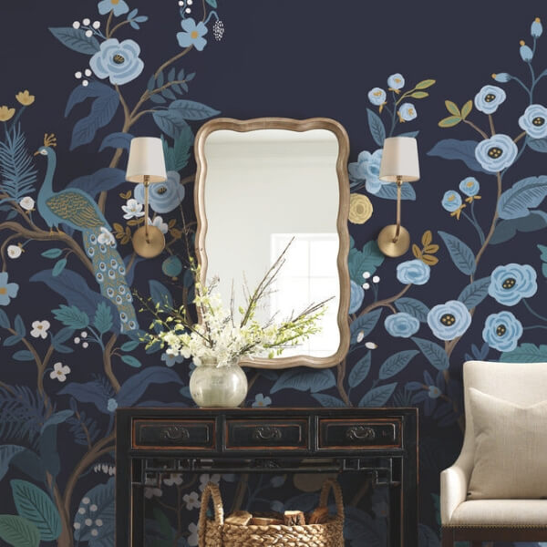 Peacock Navy Wall Mural