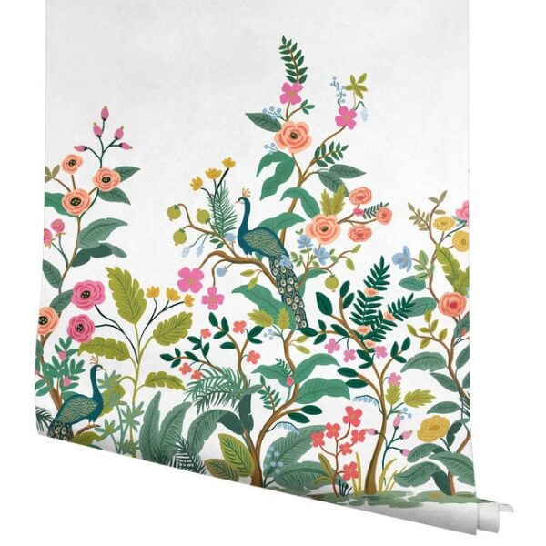Peacock White Wall Mural
