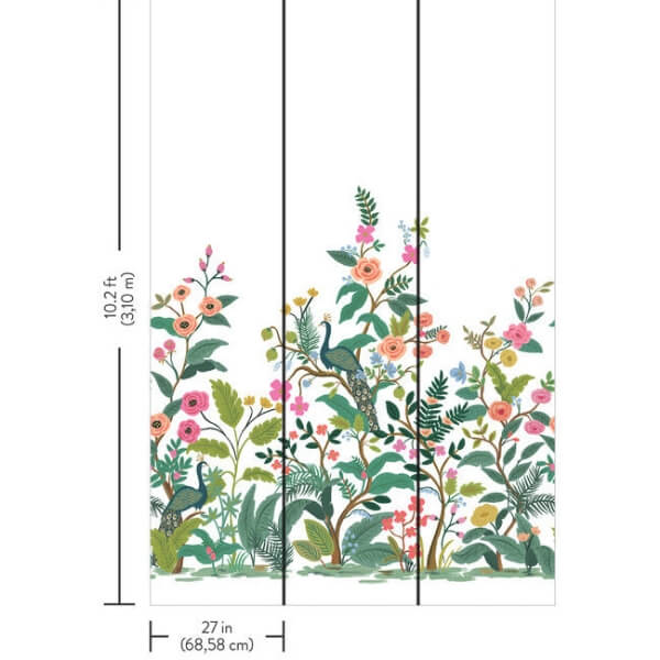 Peacock White Wall Mural