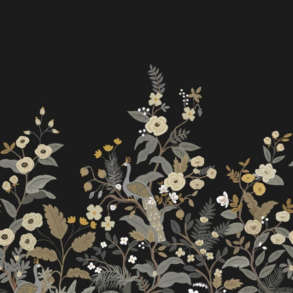 Peacock Black Wall Mural