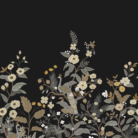 Peacock Black Wall Mural