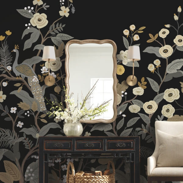 Peacock Black Wall Mural