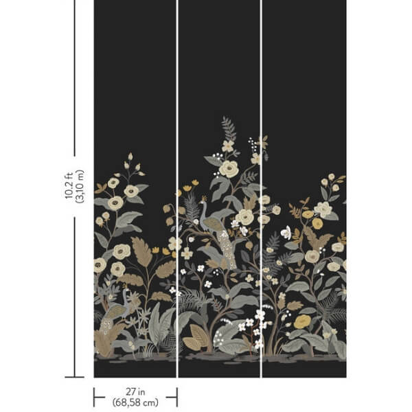 Peacock Black Wall Mural
