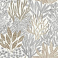 Coral Leaves Taupe & Black Wallpaper