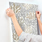 Coral Leaves Taupe & Black Wallpaper