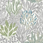 Coral Leaves Blue & Green Wallpaper