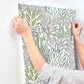 Coral Leaves Blue & Green Wallpaper