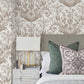 Avian Fountain Toile Mink Wallpaper