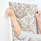 Avian Fountain Toile Mink Wallpaper