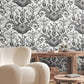 Avian Fountain Toile Black Wallpaper