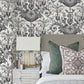 Avian Fountain Toile Black Wallpaper