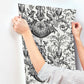 Avian Fountain Toile Black Wallpaper