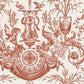 Avian Fountain Toile Brick Wallpaper
